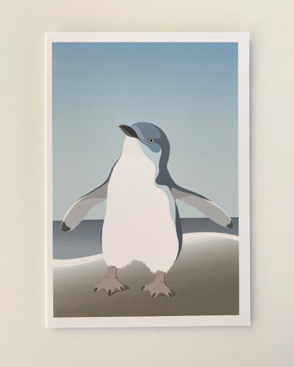 Blue Penguin Card art print, by NZ artist Hansby Design