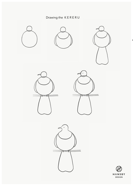 Drawing NZ Icons - Kereru art print by New Zealand artist Hansby Design