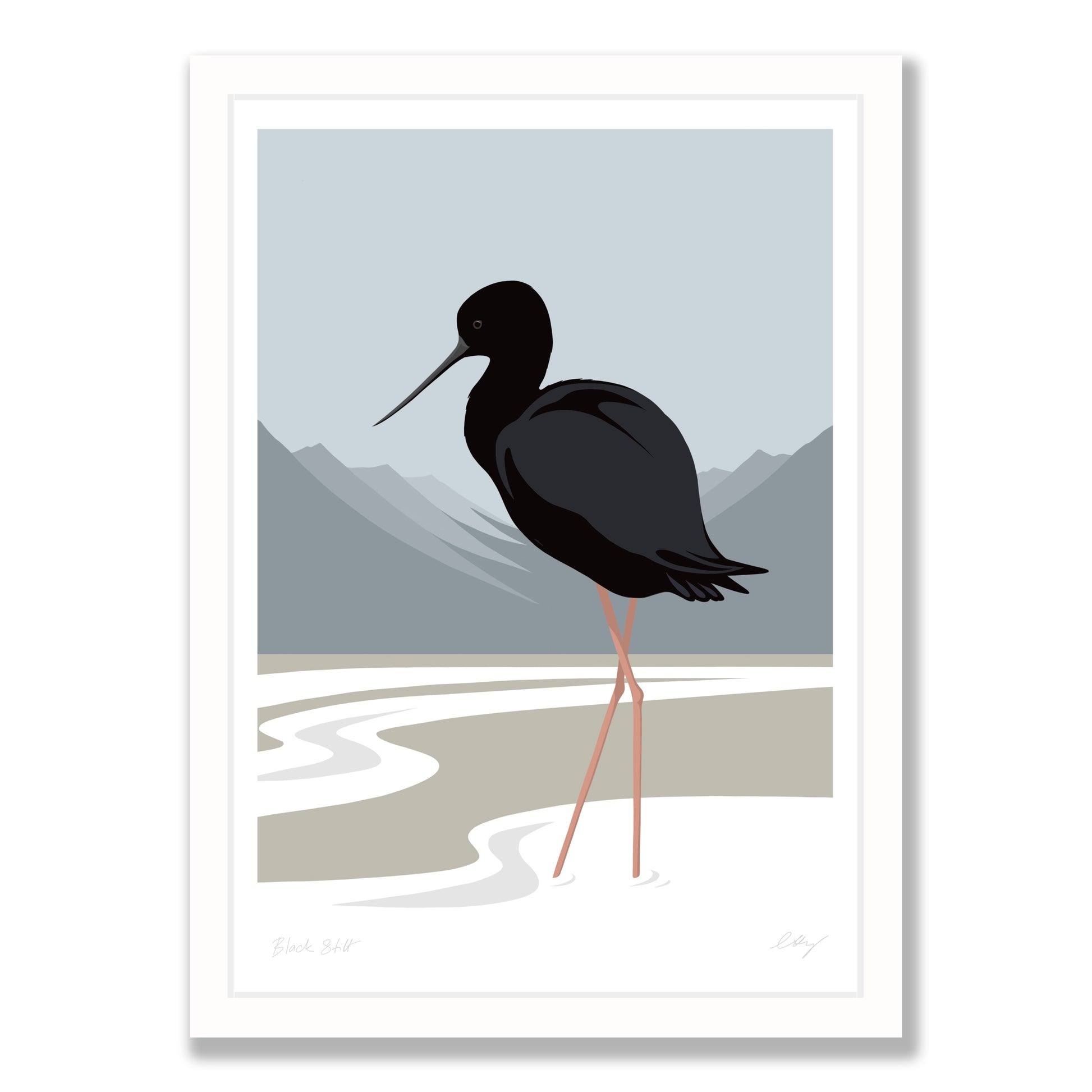 Black Stilt art print by New Zealand artist Hansby Design