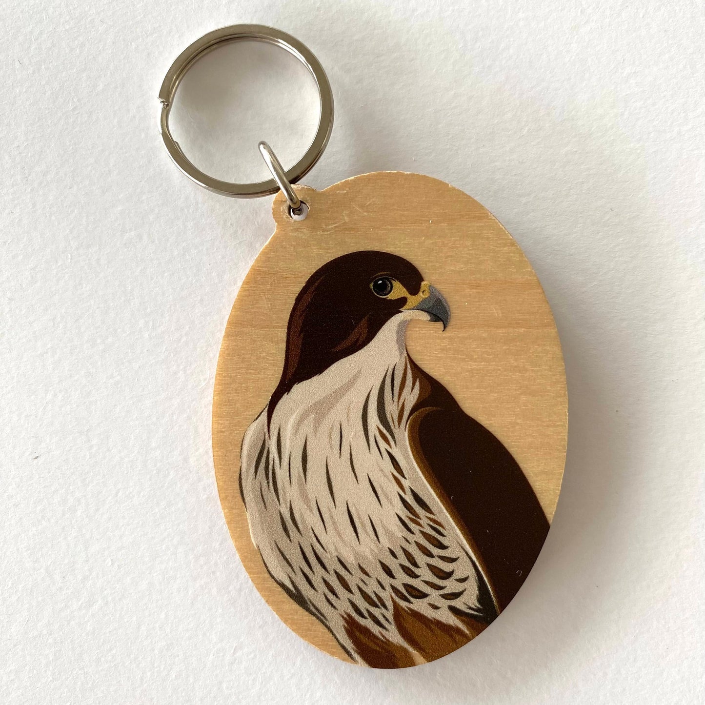 Falcon Wood Keytag art print by New Zealand artist Hansby Design