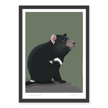 Framed art print of the Tasmanian Devil by Hansby Design
