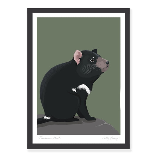 Framed art print of the Tasmanian Devil by Hansby Design
