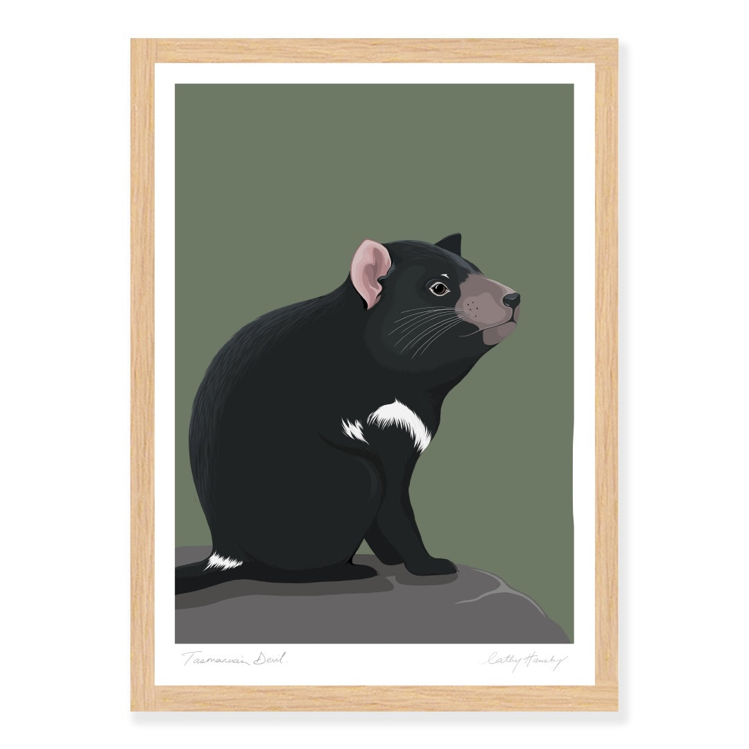 Framed art print of the Tasmanian Devil by Hansby Design