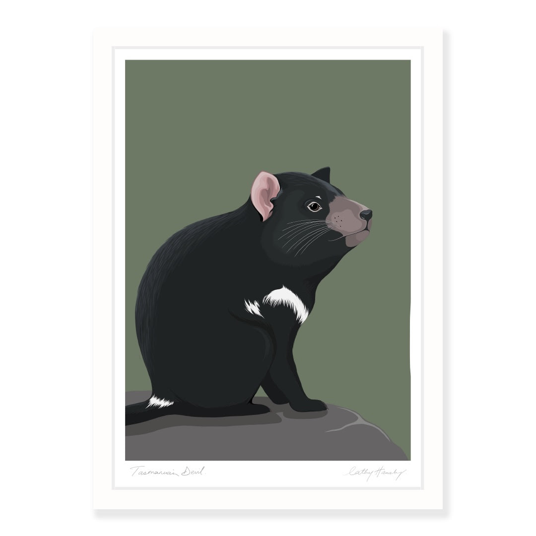 Framed art print of the Tasmanian Devil by Hansby Design NZ