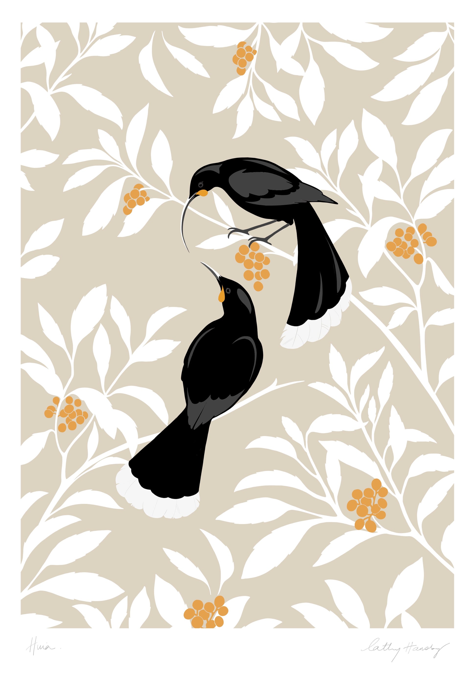 Huia Leaves art print by New Zealand artist Hansby Design