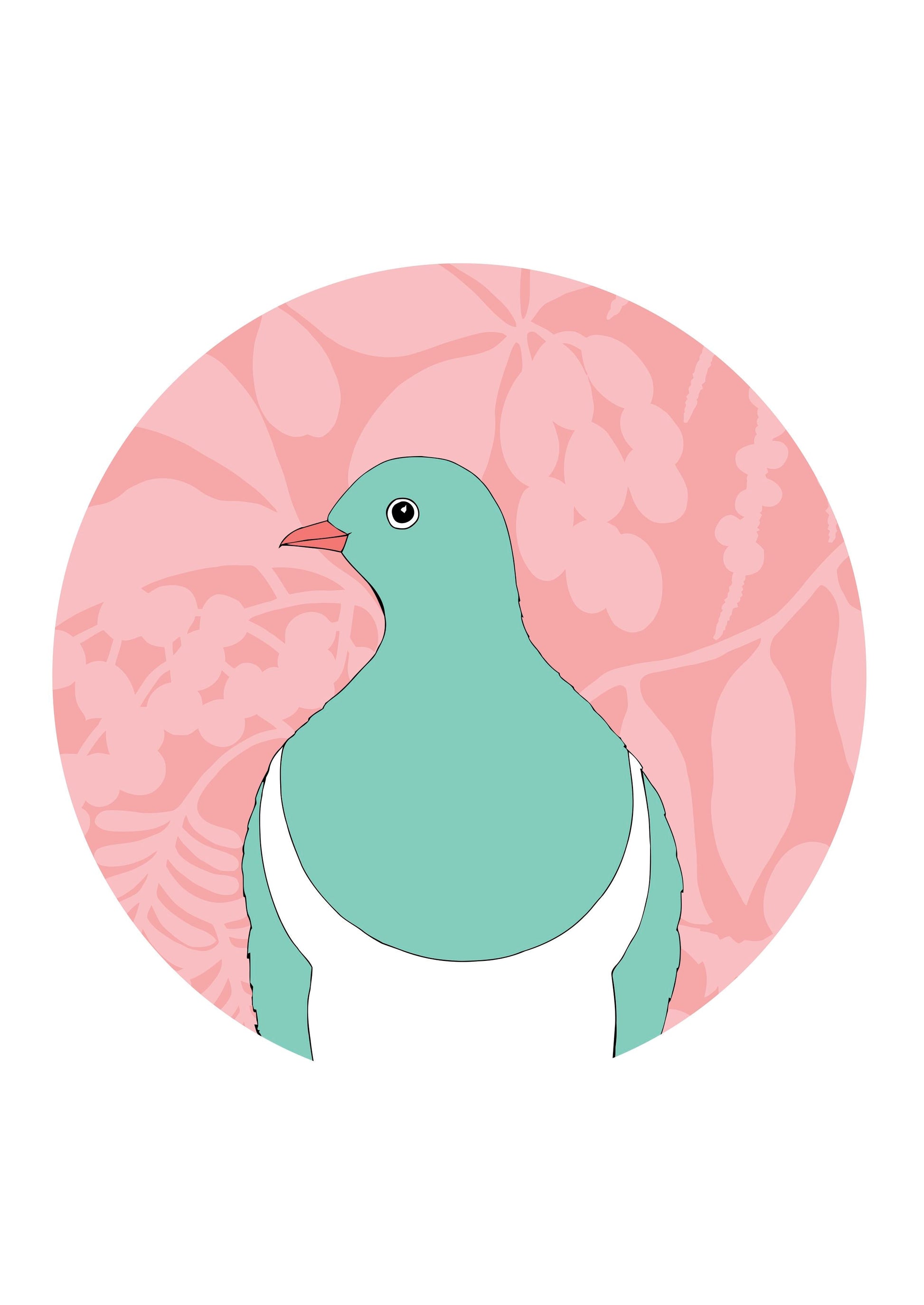 Art spot, wall decal of the Kereru of New Zealand, by Hansby Design
