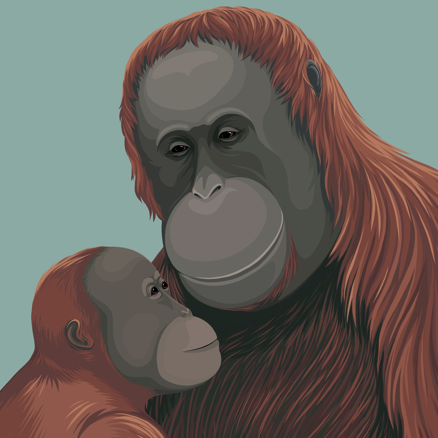 Close up Orangutan art print by Hansby Design
