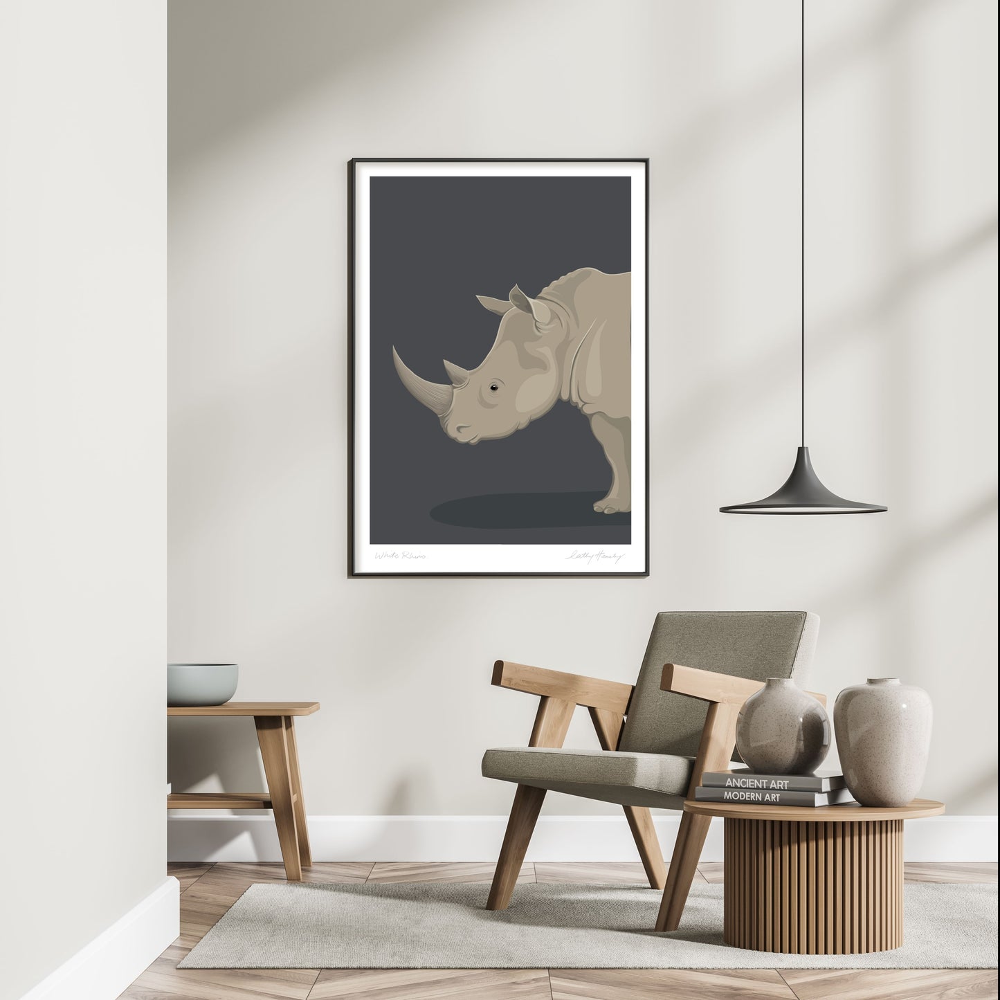 White Rhino art print