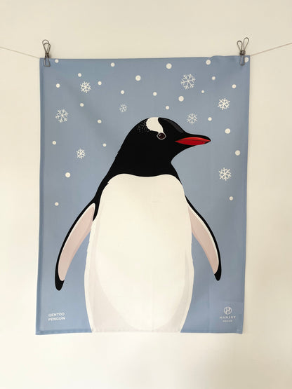 Gentoo Snow Tea towel