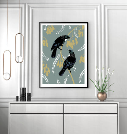 Tui Pair Teal art print