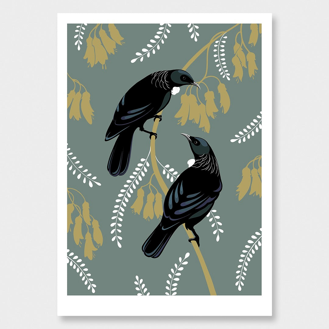 Tui Pair Teal art print