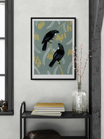 Tui Pair Teal art print