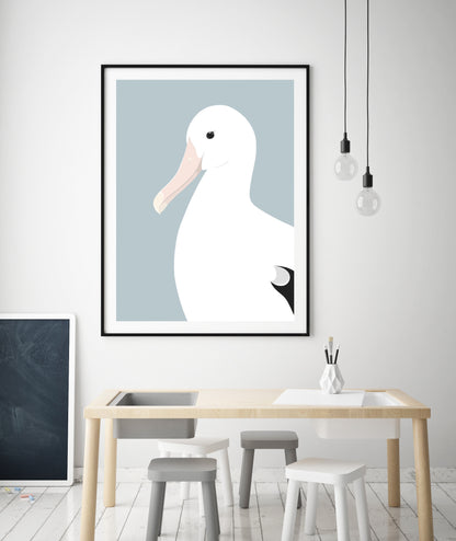 Framed art print of the Royal Albatross art print, native seabird of New Zealand, by Hansby Design 