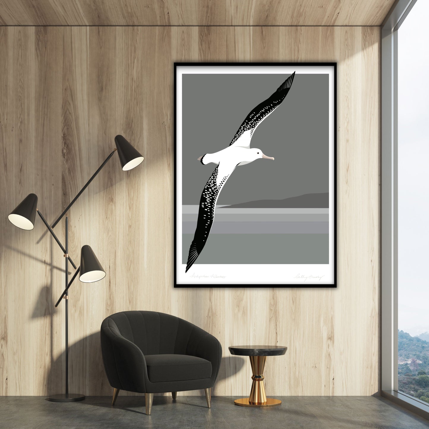 Lifestyle image of the Antipodean Albatross art print, by NZ artist Hansby Design