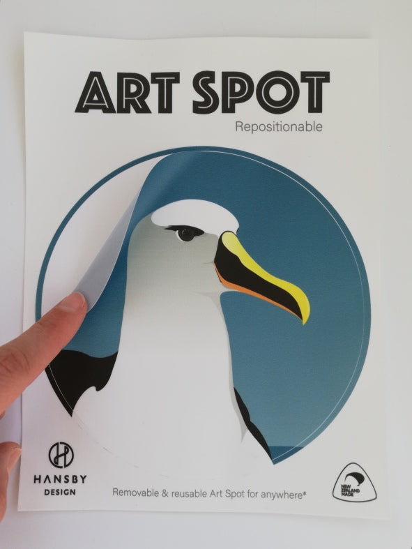 Art spot showing how to apply, Albatross seabird of New Zealand by Hansby Design
