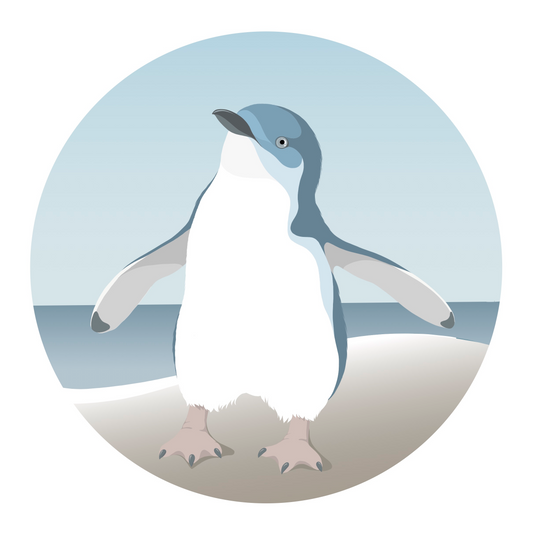 Wall Spot - Blue Penguin art print by New Zealand artist Hansby Design