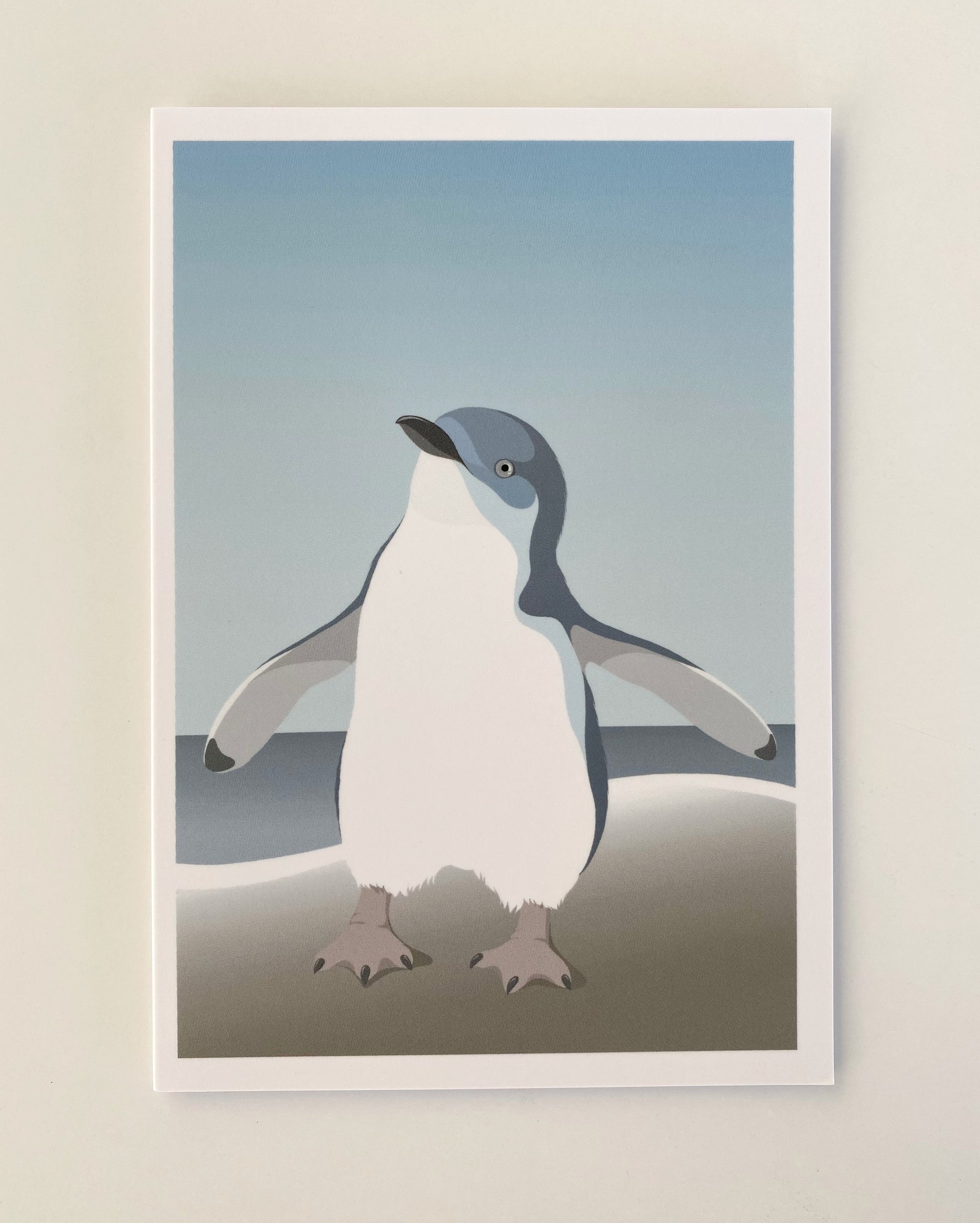 Blue Penguin Card art print, by NZ artist Hansby Design
