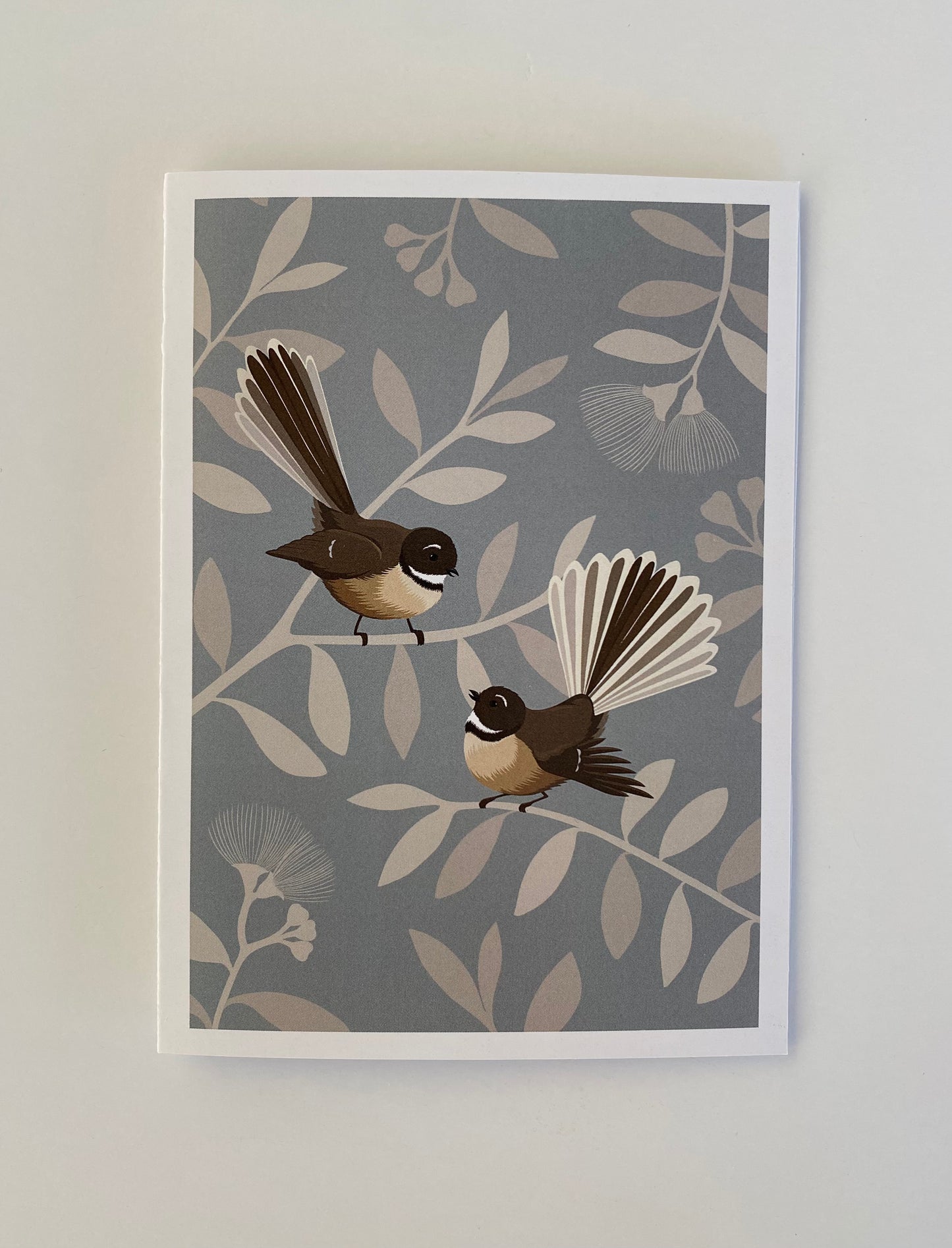 Fantail Pair Card art print, by NZ artist Hansby Design
