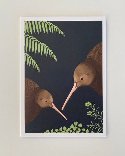 Kiwi Pair Card art print, by NZ artist Hansby Design