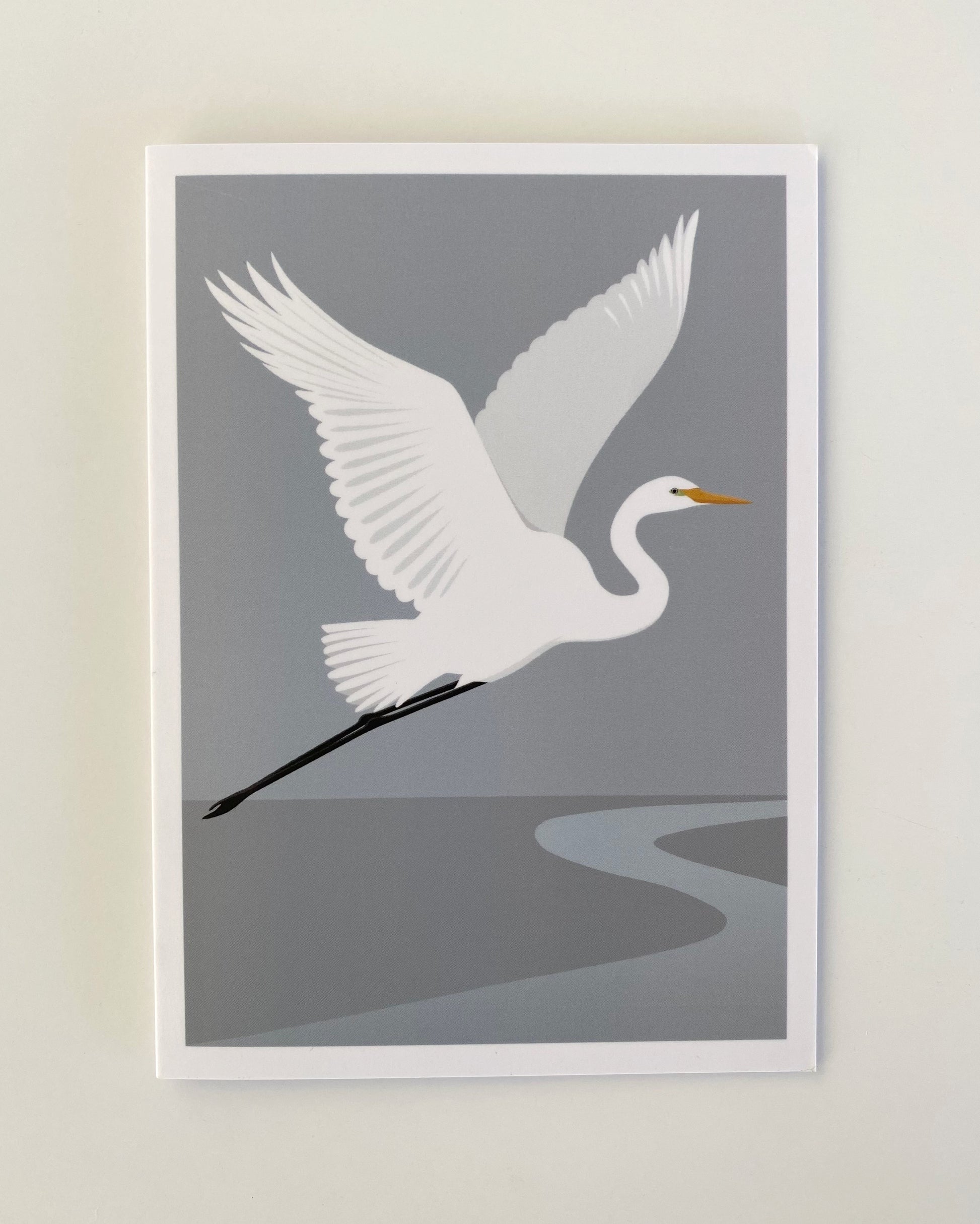 White Heron Card art print, by NZ artist Hansby Design