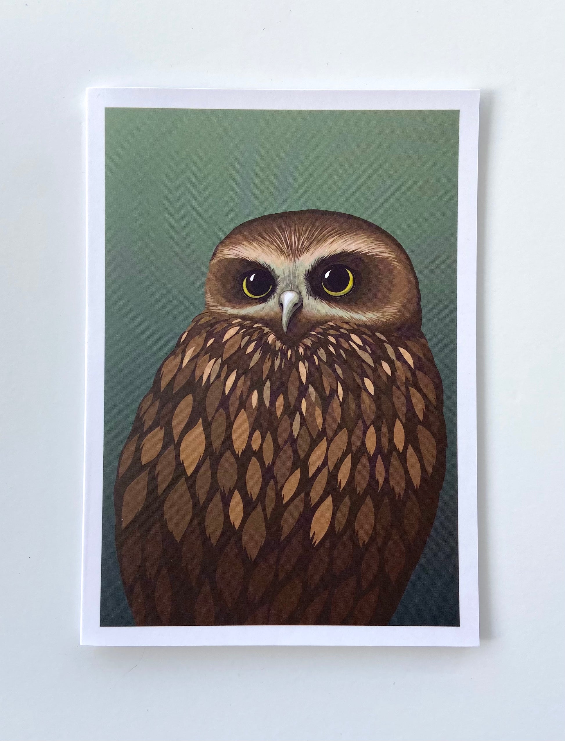 Morepork Card art print, by NZ artist Hansby Design