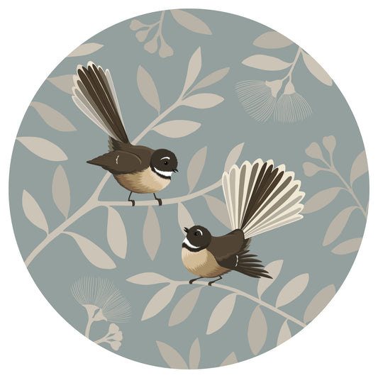 Wall Spot - Fantail Pair art print by New Zealand artist Hansby Design