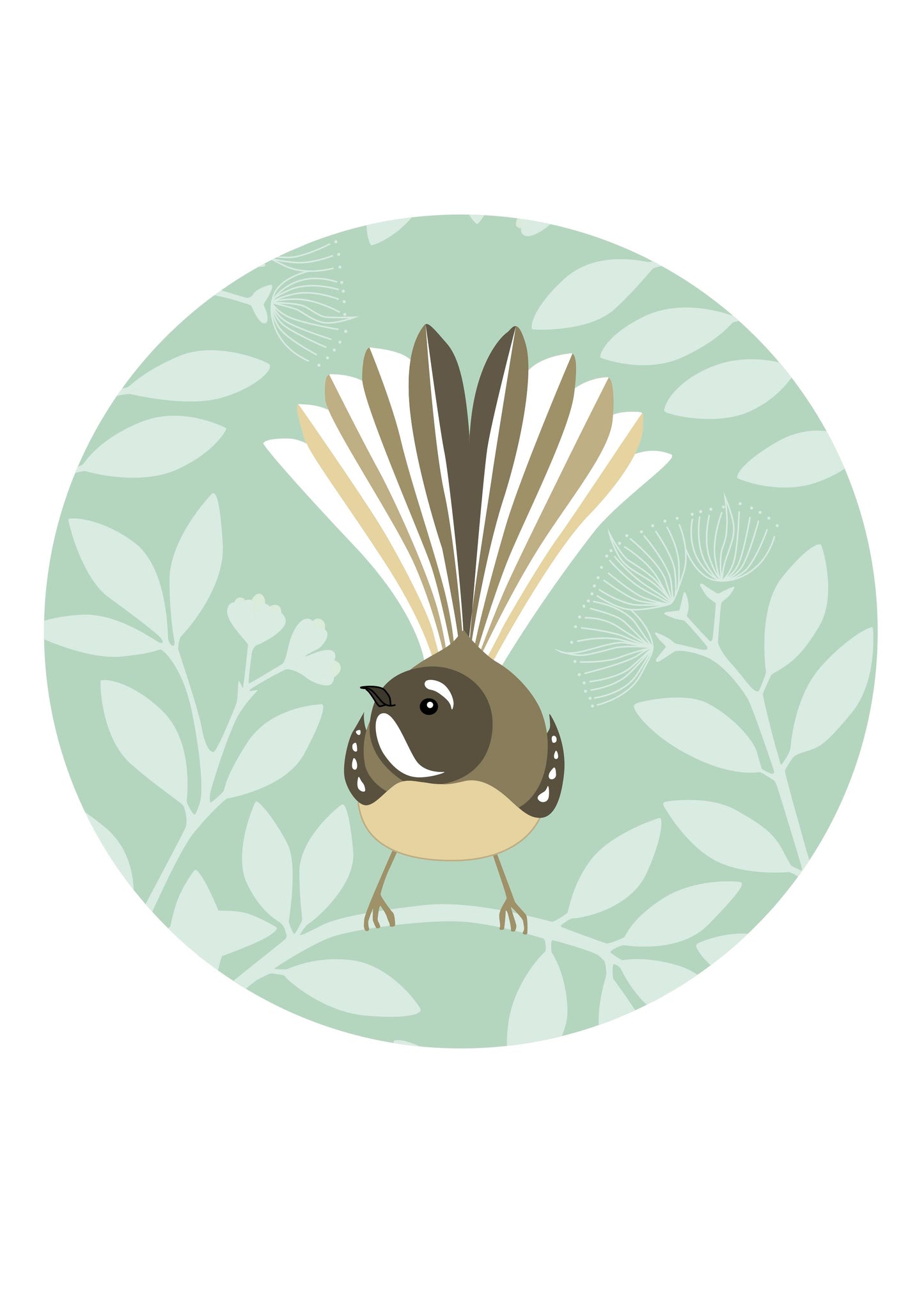 Art spot, wall decal of the Fantail bird of New Zealand by Hansby Design 