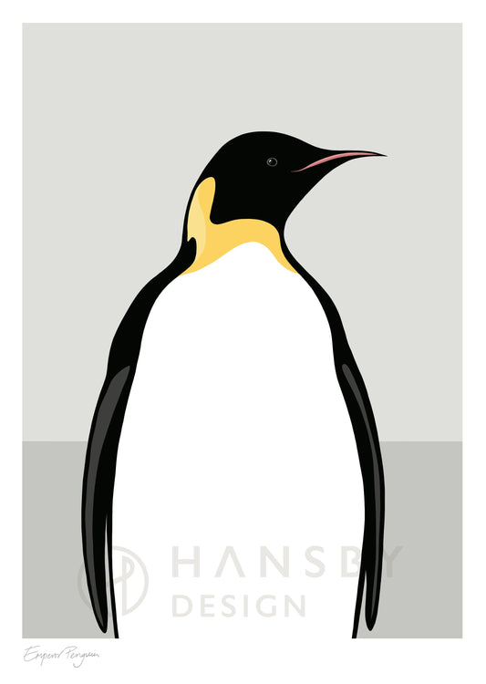 Art print of the Emperor Penguin of New Zealand by artist Hansby Design