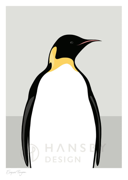 Art print of the Emperor Penguin of New Zealand by artist Hansby Design