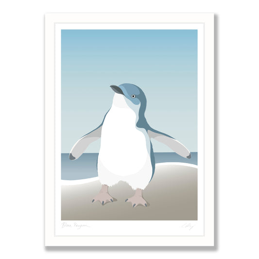 Blue Penguin art print by New Zealand artist Hansby Design