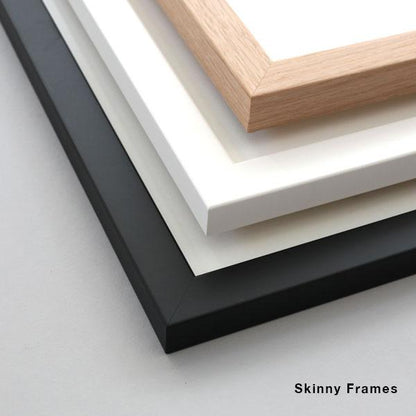 Slim frame colours, black white and raw oak