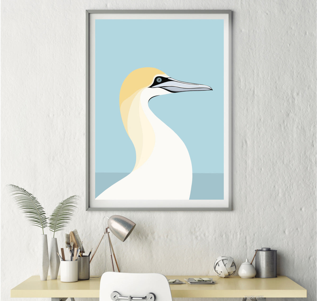 Framed art print of the Gannet, New Zealand sea bird by Hansby Design