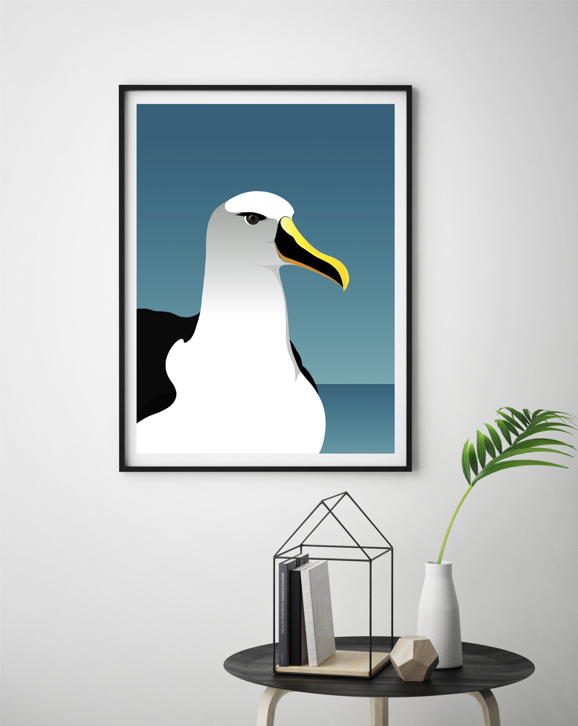 Framed Art Print of the Mollymawk Albatross Bird, Native Seabird New Zealand by Hansby Design