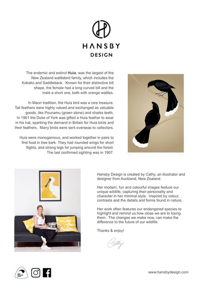 Huia pair art print
