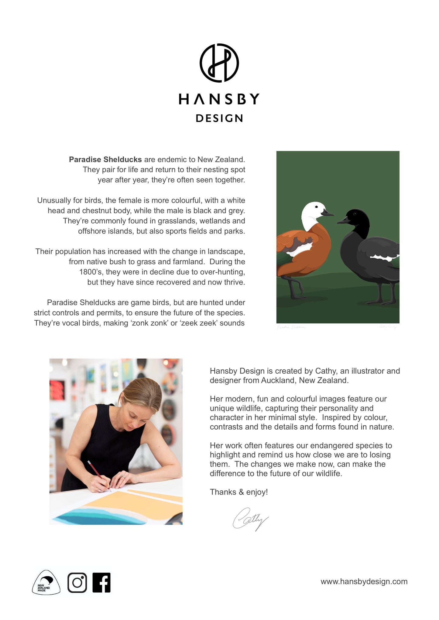 Limited Edition Paradise Shelduck art print