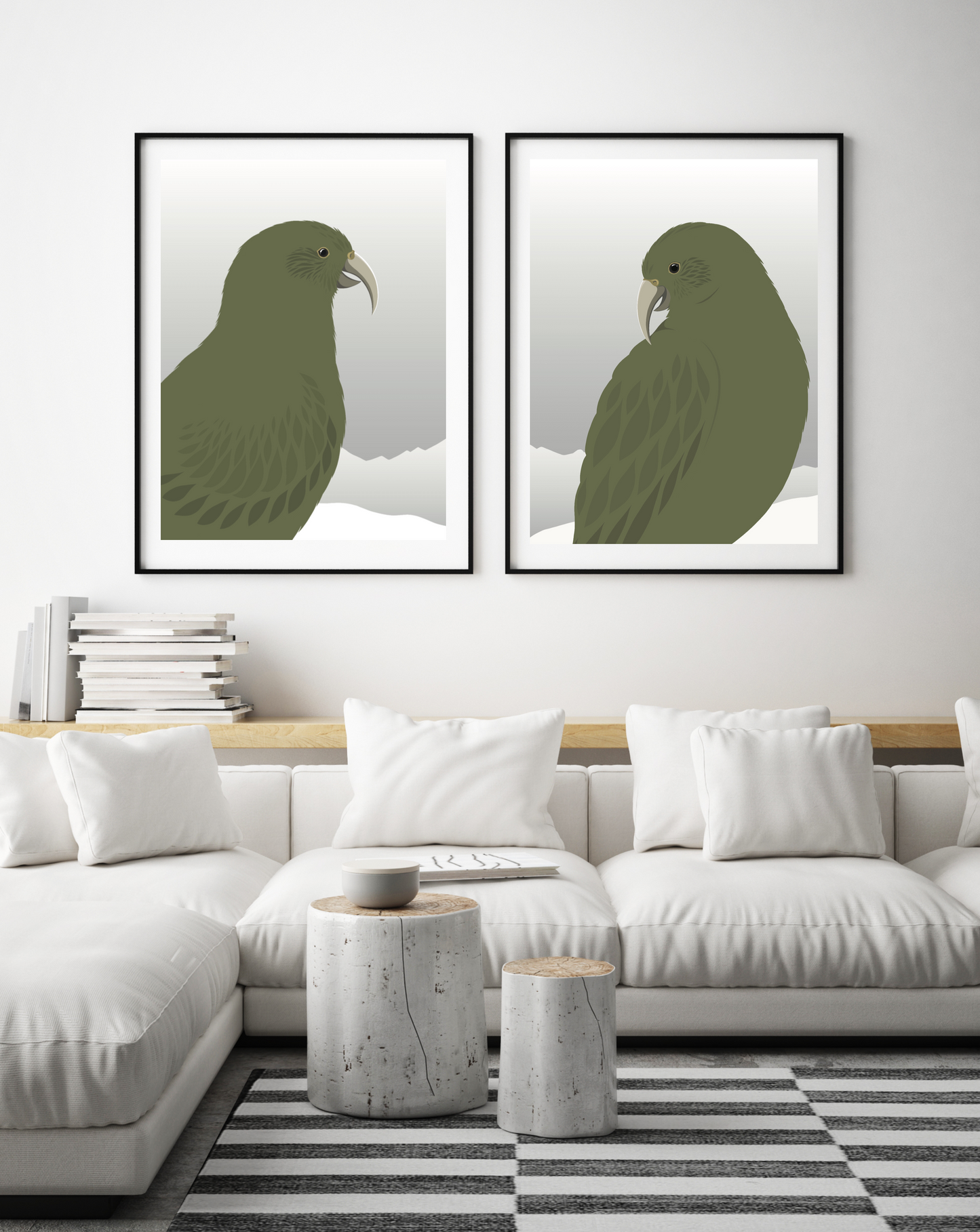 Framed Prints of the New Zealand Kea bird, by artist Hansby Design 