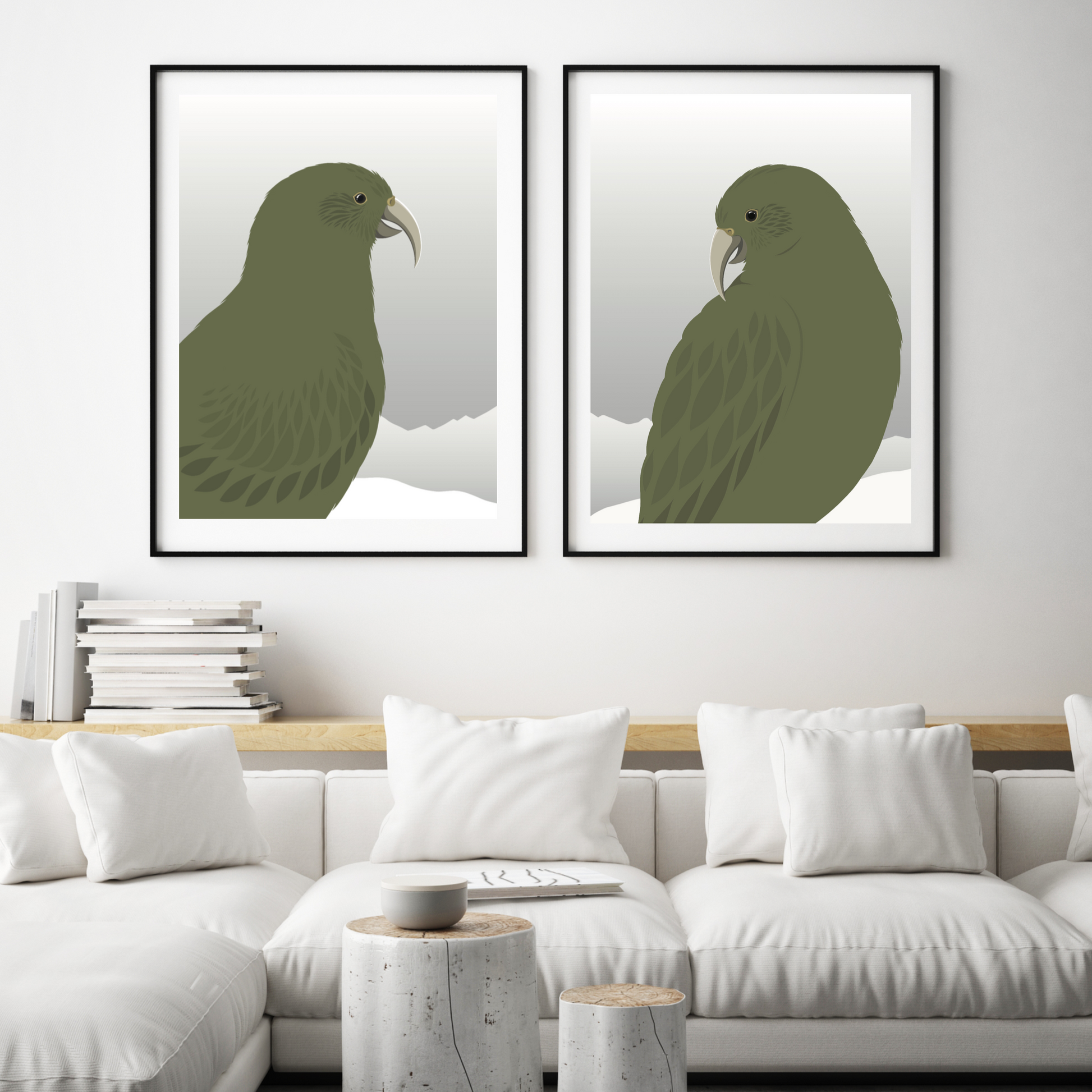 Framed Prints of the New Zealand Kea bird, by artist Hansby Design 