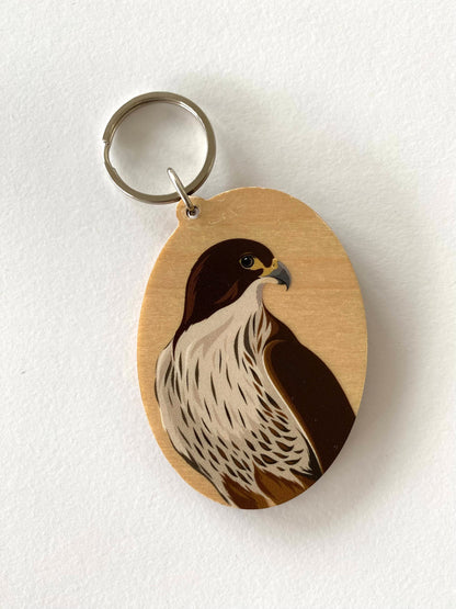 Falcon Wood Keytag art print by New Zealand artist Hansby Design