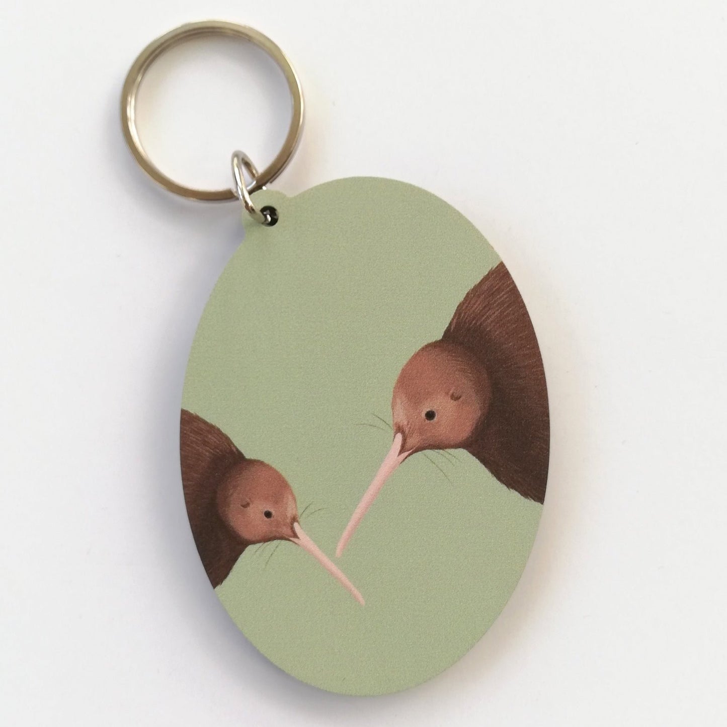 Kiwi pair Wood Keytag art print by New Zealand artist Hansby Design