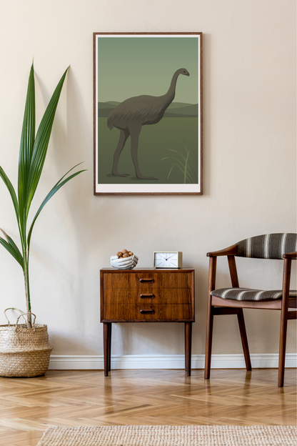 Framed art print of the Moa bird, by Hansby Design New Zealand