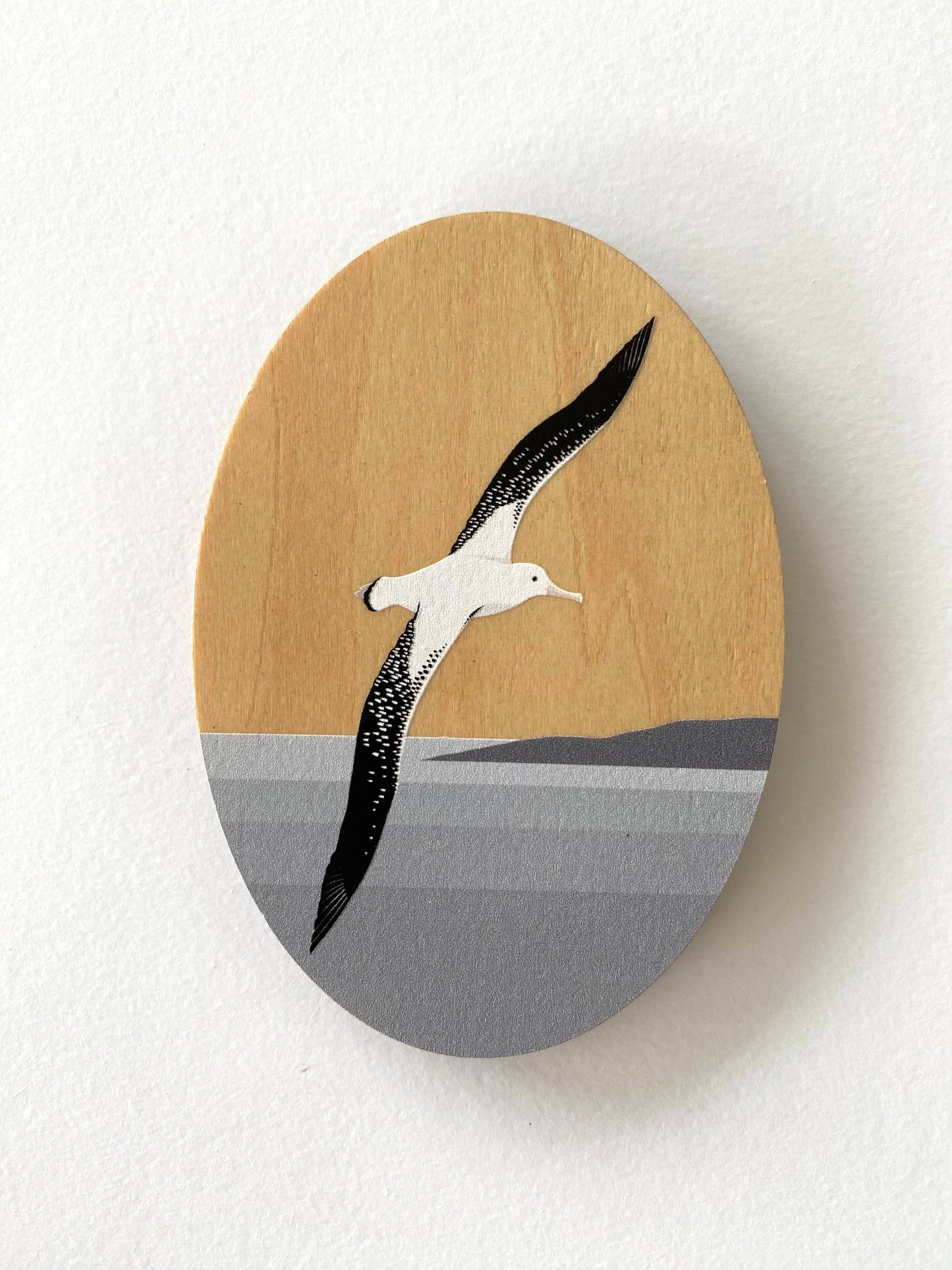 Albatross Wood Magnet art print by New Zealand artist Hansby Design