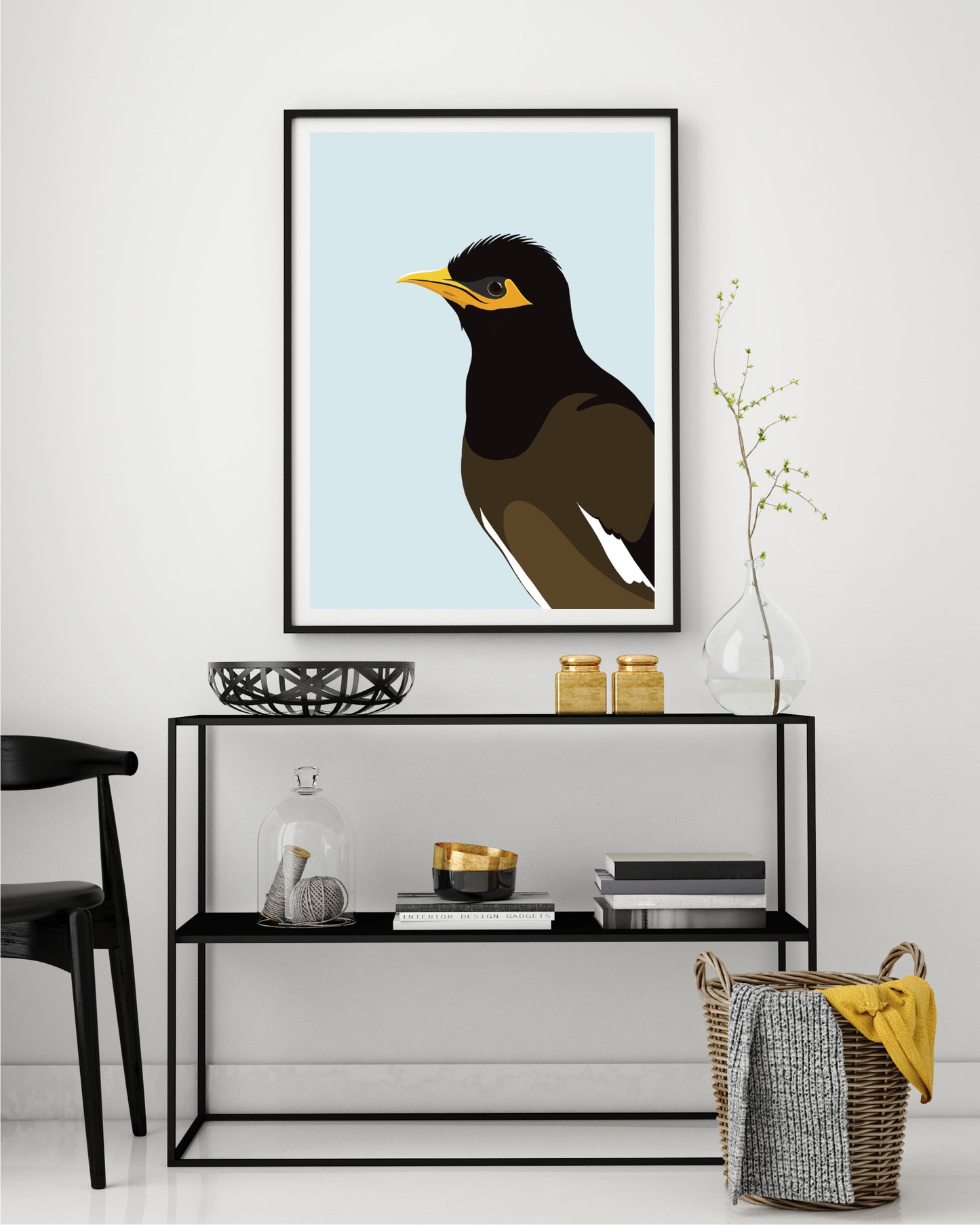 Framed art print of the Myna bird, by Hansby Design New Zealand