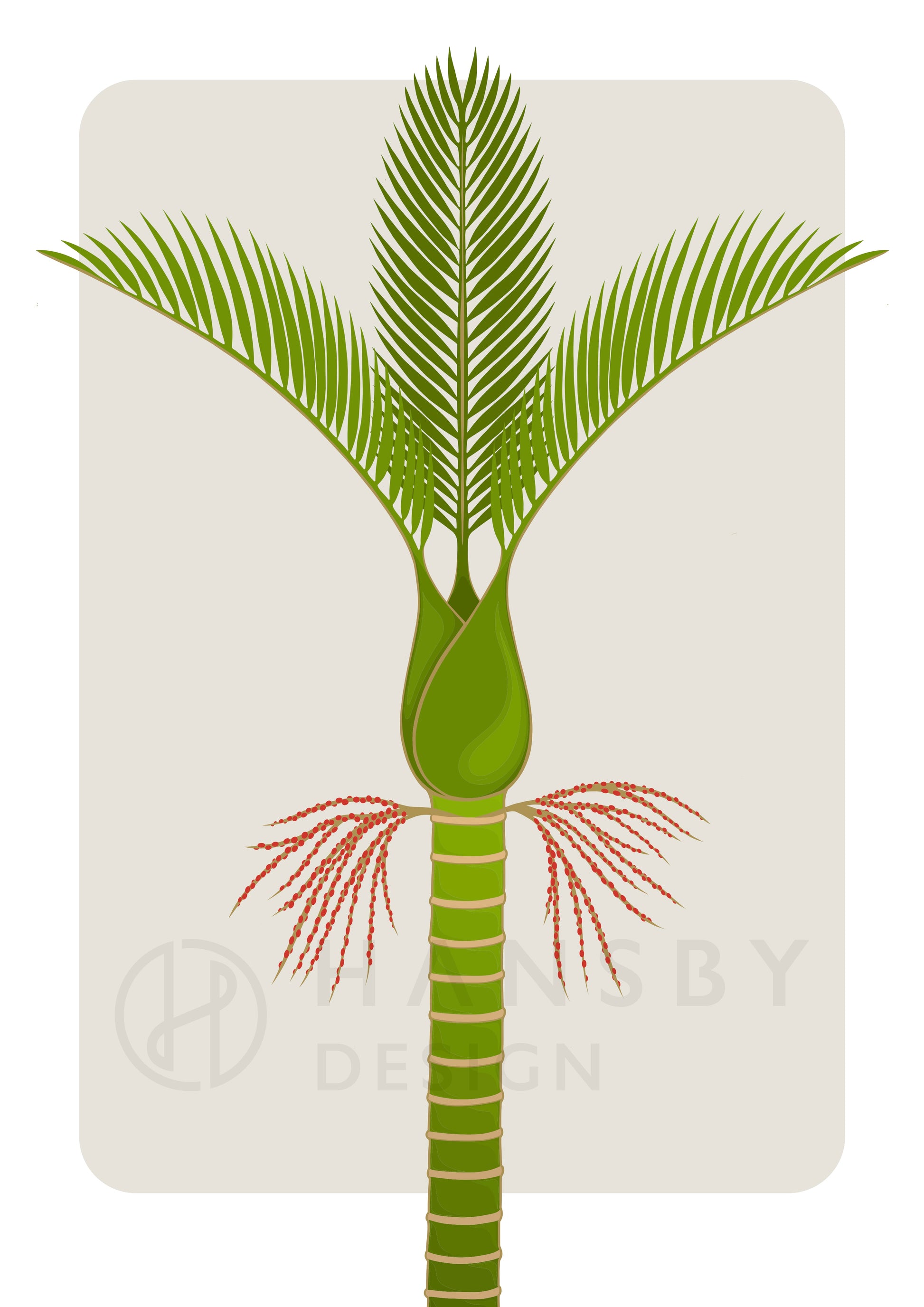 Nikau art print by New Zealand artist Hansby Design