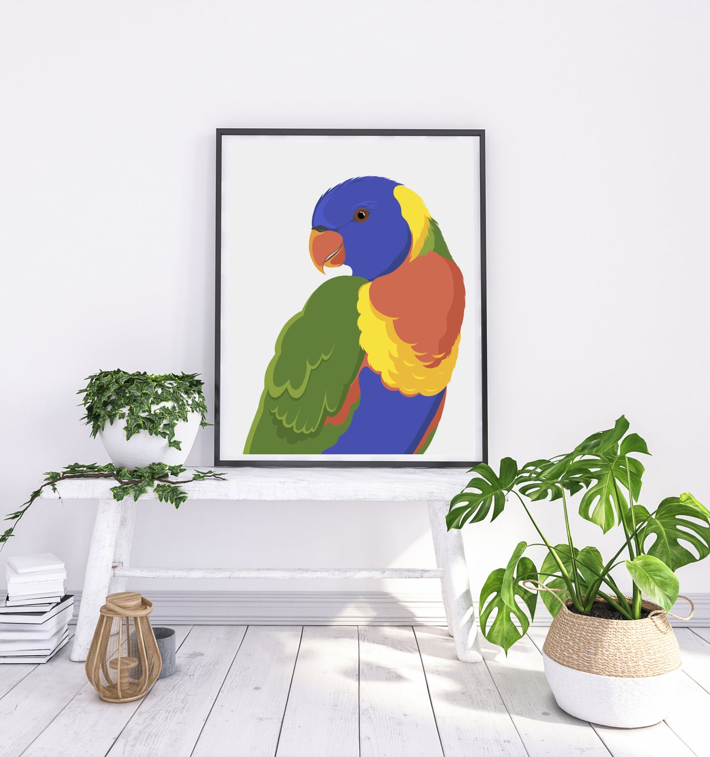 Framed art print of the Rainbow Lorikeet parrot of Australia, by artist Hansby Design New Zealand
