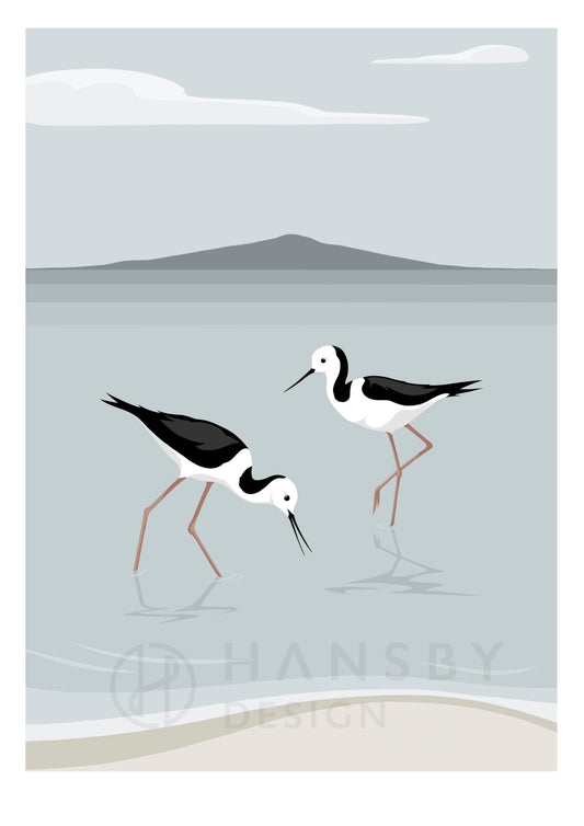 Rangitoto Stilts art print by New Zealand artist Hansby Design