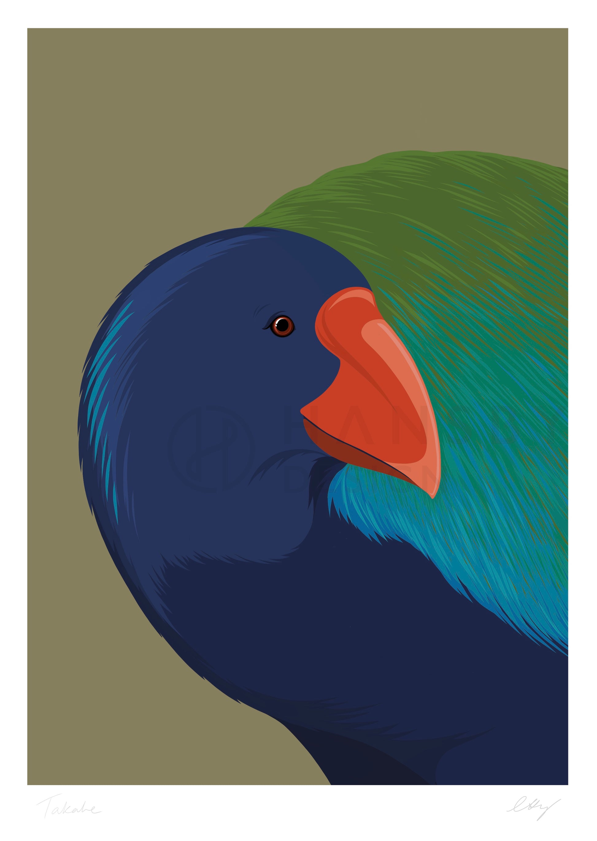 Takahe bird art print by Hansby Design New Zealand