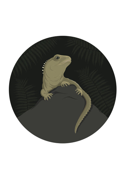 Art spot, wall decal of the Tuatara, endangered lizard of New Zealand, by Hansby Design