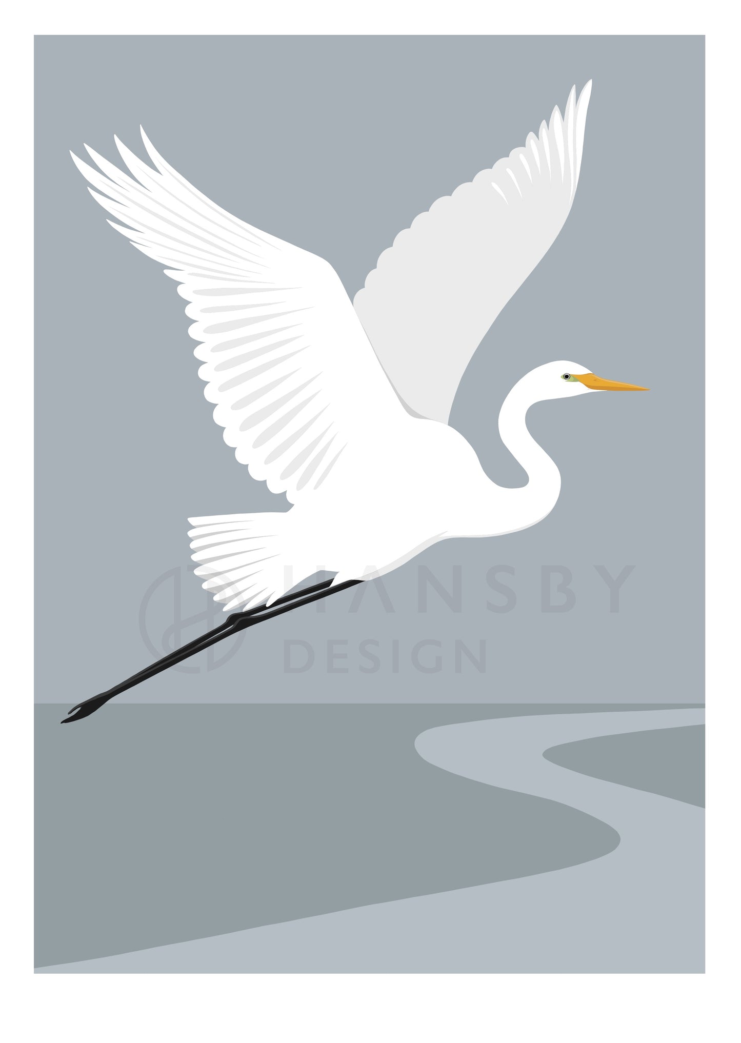 White Heron Kotuku fine art print by Hansby Design, New Zealand