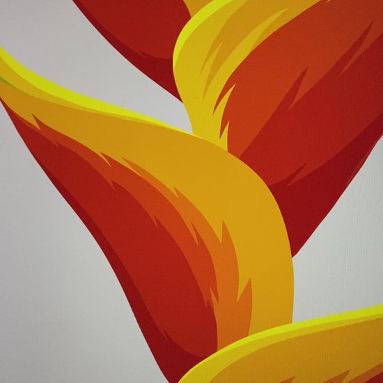 Video showing details of the Heliconia art print by New Zealand artist, Hansby Design.
