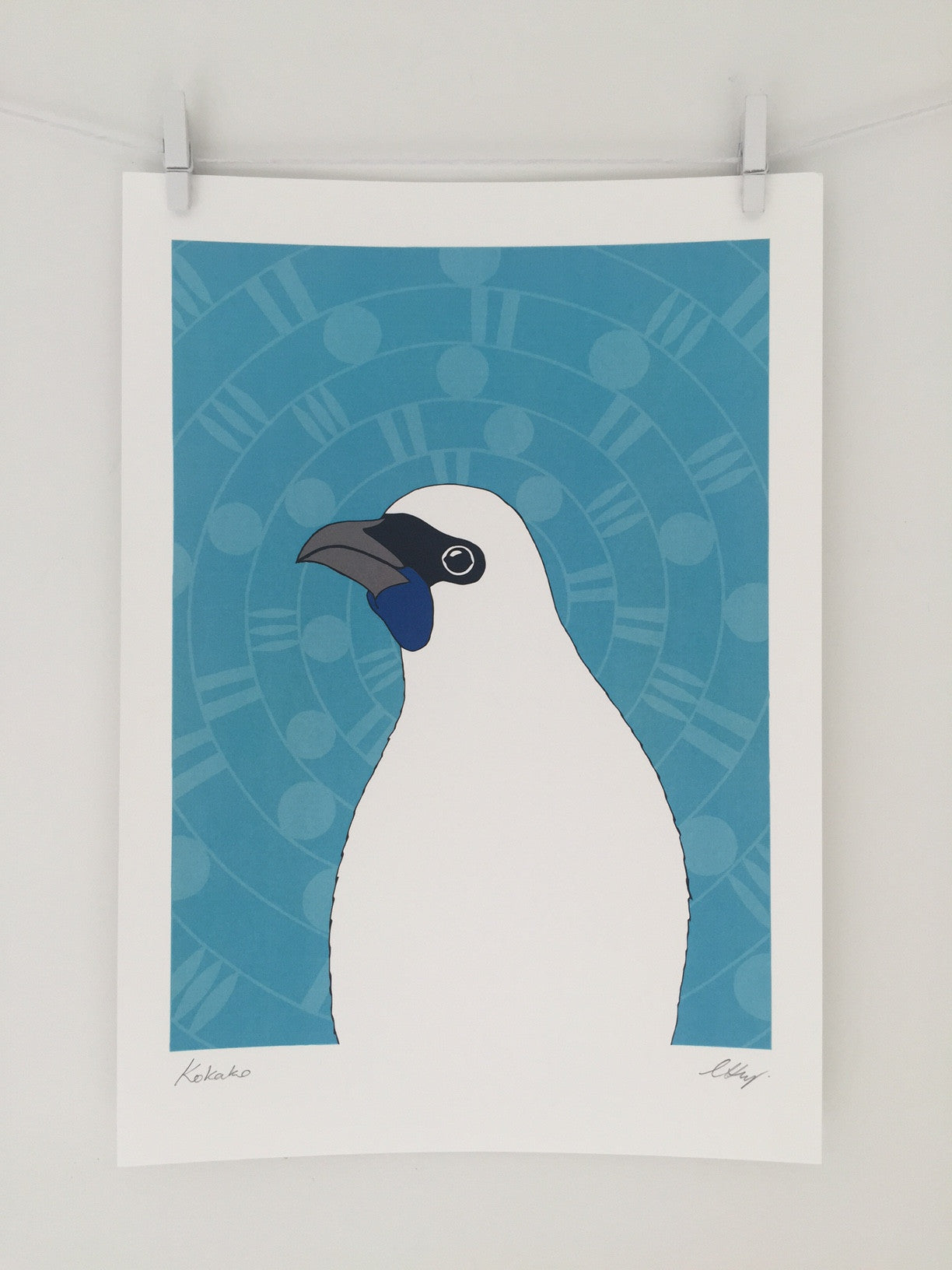 Kokako art print by New Zealand artist Hansby Design